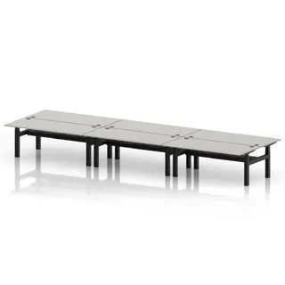 Air Back-to-Back Height Adjustable Bench Desk - 6 Person