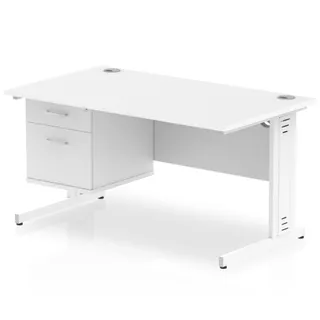 Impulse Cable Managed Straight Desk With Single Fixed Pedestal