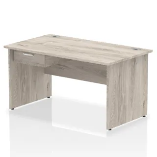 Impulse Panel End Straight Desk With Single One Drawer Fixed Pedestal