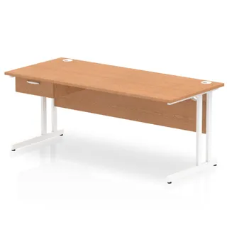 Impulse Cantilever Straight Desk With Single One Drawer Fixed Pedestal