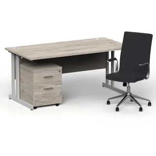 Impulse 1600mm Cantilever Straight Desk With Mobile Pedestal and Ezra Executive Chair