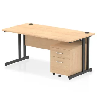 Impulse Cantilever Straight Desk With Mobile Pedestal