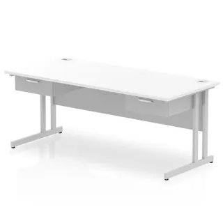 Impulse Cantilever Straight Desk With Two One Drawer Fixed Pedestals