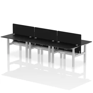 Air Back-to-Back Height Adjustable Bench Desk - 6 Person