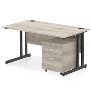 OE - Impulse Cantilever Straight Desk With Mobile Pedestal