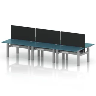 Air Back-to-Back Height Adjustable Bench Desk - 6 Person