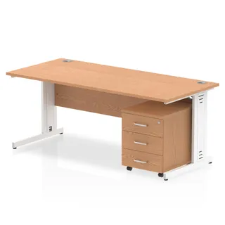 Impulse Cable Managed Straight Desk With Mobile Pedestal