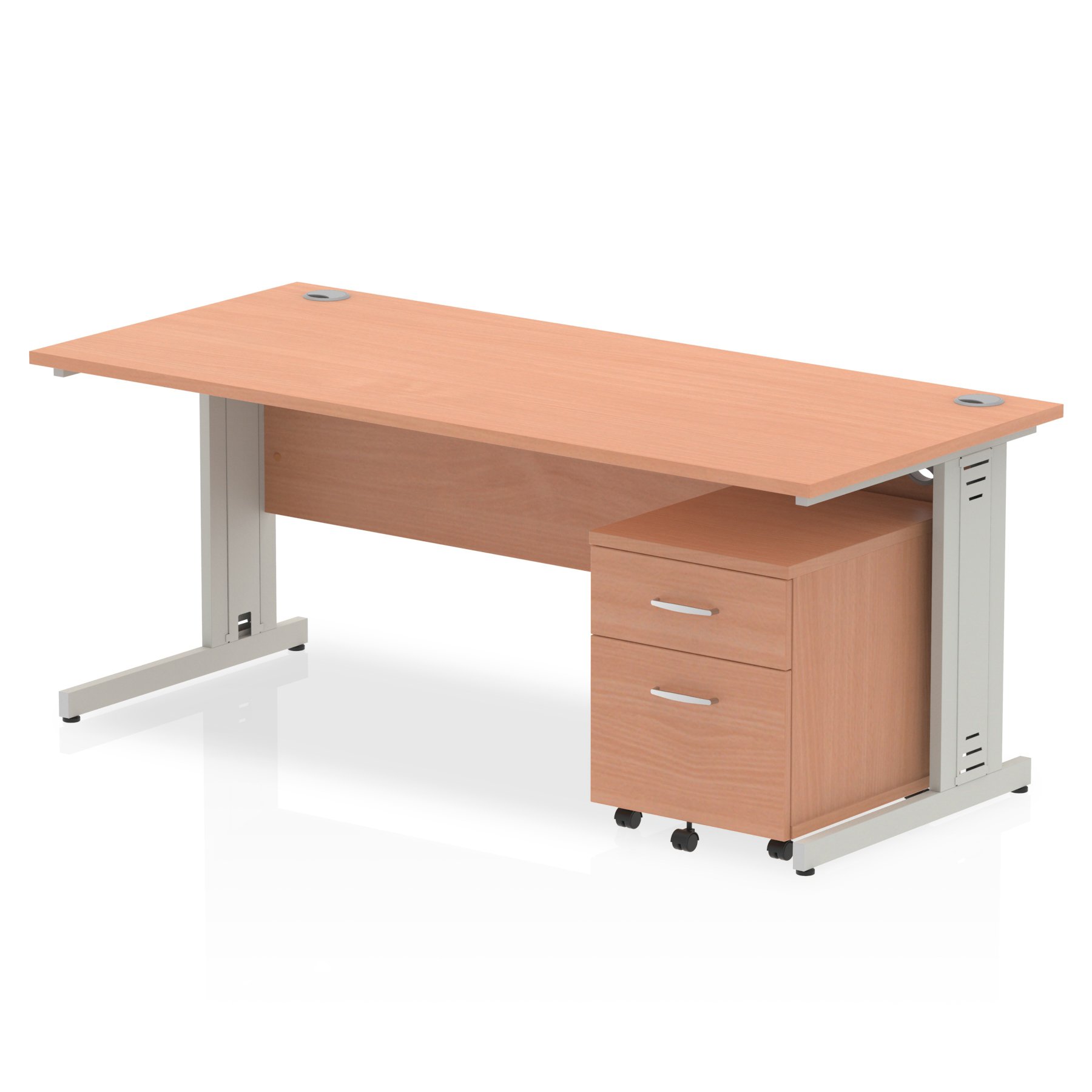 Impulse Cable Managed Straight Desk With Mobile Pedestal