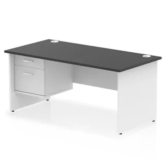 Impulse Panel End Straight Desk With Single Fixed Pedestal
