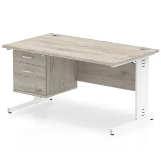 Impulse Cable Managed Straight Desk With Single Fixed Pedestal