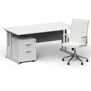 Impulse 1600mm Cantilever Straight Desk With Mobile Pedestal and Ezra Executive Chair
