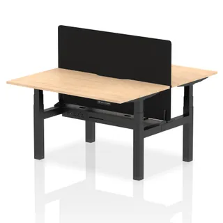 Air Back-to-Back Scalloped Edge Height Adjustable Bench Desk - 2 Person