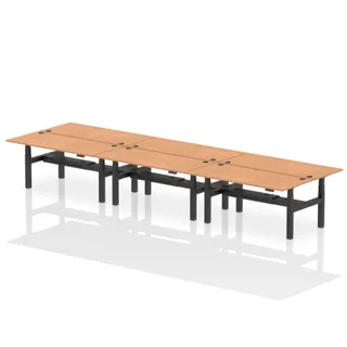 Air Back-to-Back Height Adjustable Bench Desk - 6 Person