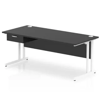 Impulse Cantilever Straight Desk With Single One Drawer Fixed Pedestal