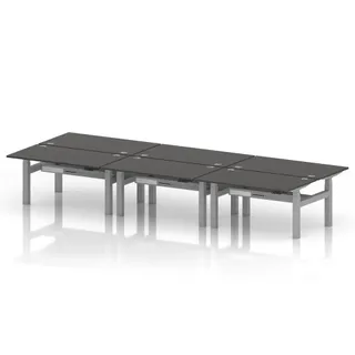 Air Back-to-Back Height Adjustable Bench Desk - 6 Person