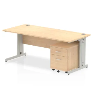 Impulse Cable Managed Straight Desk With Mobile Pedestal