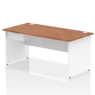 Impulse Panel End Straight Desk With Single One Drawer Fixed Pedestal