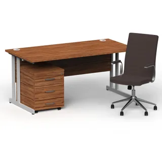 Impulse 1600mm Cantilever Straight Desk With Mobile Pedestal and Ezra Executive Chair