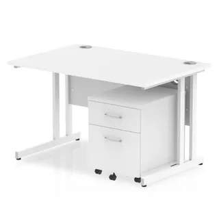 Impulse Cantilever Straight Desk With Mobile Pedestal