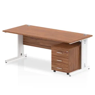 Impulse Cable Managed Straight Desk With Mobile Pedestal