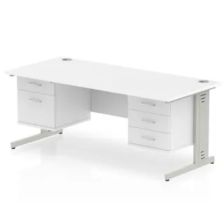 Impulse Cable Managed Straight Desk With Two Fixed Pedestal