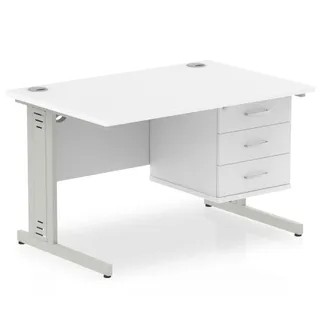 Impulse Cable Managed Straight Desk With Single Fixed Pedestal