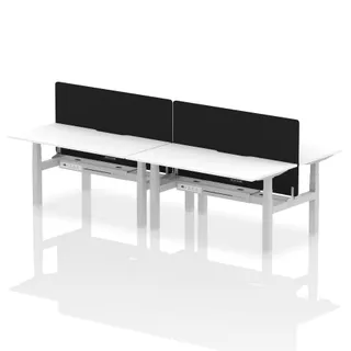 Air Back-to-Back Scalloped Edge Height Adjustable Bench Desk - 4 Person