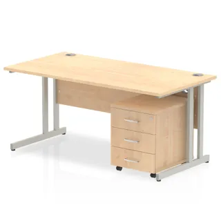 Impulse Cantilever Straight Desk With Mobile Pedestal
