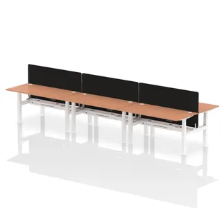 Air Back-to-Back Height Adjustable Bench Desk - 6 Person