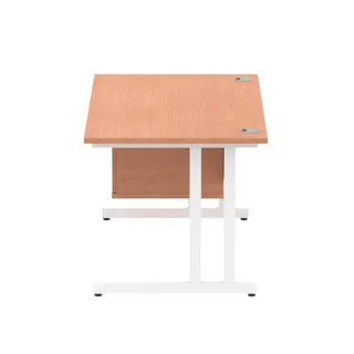 Impulse Cantilever Straight Desk With Single Fixed Pedestal
