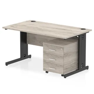 Impulse Cable Managed Straight Desk With Mobile Pedestal