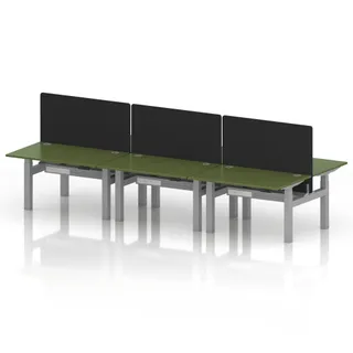Air Back-to-Back Height Adjustable Bench Desk - 6 Person