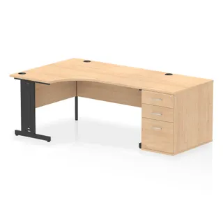 Impulse Cable Managed Crescent Desk Workstation