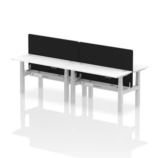Air Back-to-Back Slimline Height Adjustable Bench Desk - 4 Person