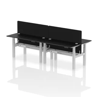 Air Back-to-Back Slimline Height Adjustable Bench Desk - 4 Person