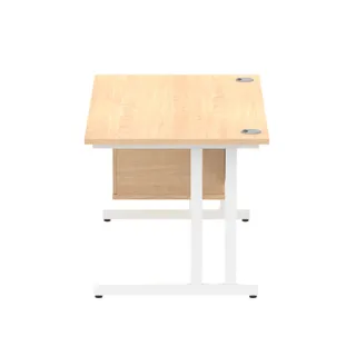 Impulse Cantilever Straight Desk With Single Fixed Pedestal
