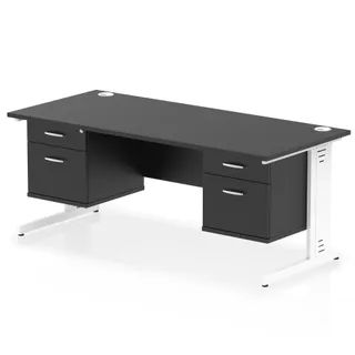 Impulse Cable Managed Straight Desk With Two Fixed Pedestal