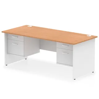 Impulse Panel End Straight Desk With Two Fixed Pedestal