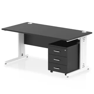 Impulse Cable Managed Straight Desk With Mobile Pedestal