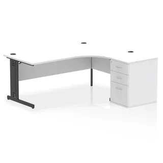 Impulse Cable Managed Crescent Desk Workstation