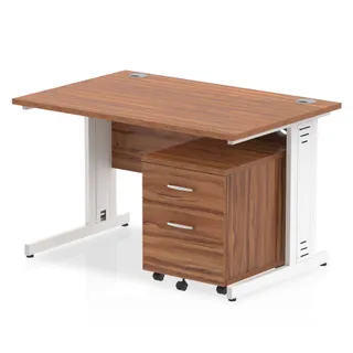 Impulse Cable Managed Straight Desk With Mobile Pedestal