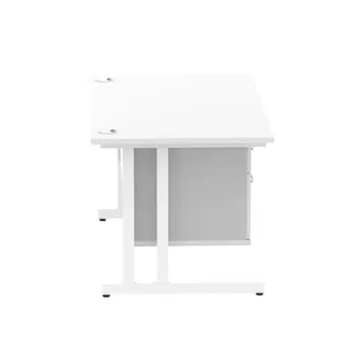 Impulse Cantilever Straight Desk With Single Fixed Pedestal