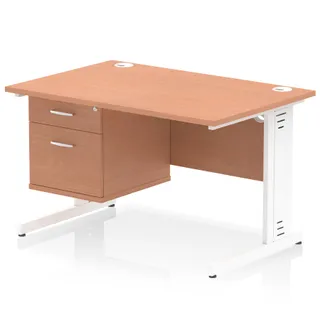 Impulse Cable Managed Straight Desk With Single Fixed Pedestal