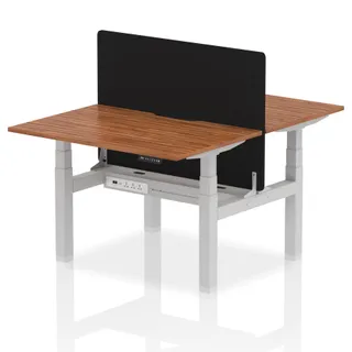 Air Back-to-Back Scalloped Edge Height Adjustable Bench Desk - 2 Person