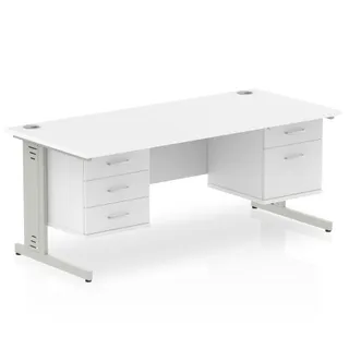 Impulse Cable Managed Straight Desk With Two Fixed Pedestal