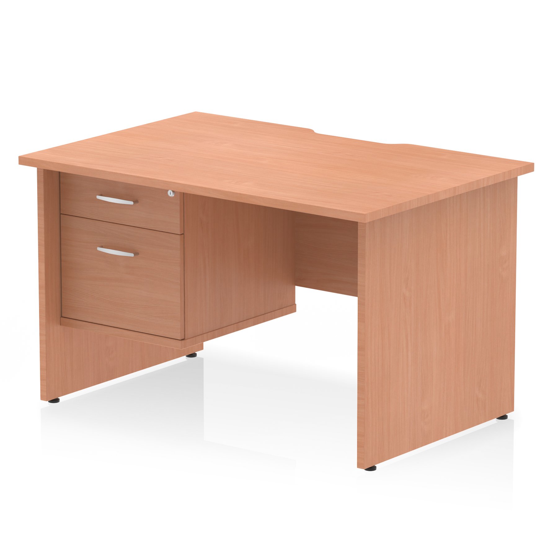 Impulse Scalloped Edge Panel End Straight Desk With Single Fixed Pedestal