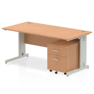 Impulse Cable Managed Straight Desk With Mobile Pedestal