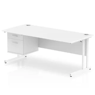 Impulse Cantilever Straight Desk With Single Fixed Pedestal