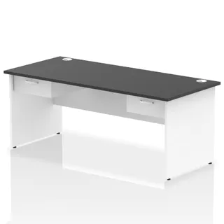 Impulse Panel End Straight Desk With Two One Drawer Fixed Pedestals
