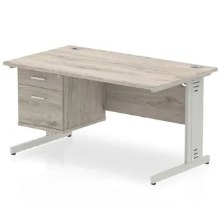 Impulse Cable Managed Straight Desk With Single Fixed Pedestal
